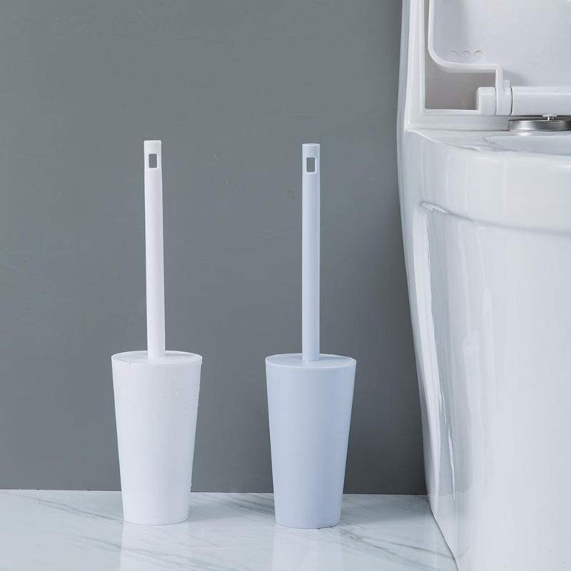 Cardmoe Brosse de toilette à tête courbée avec barre incurvée sans angle  mort pour nettoyage des toilettes, brosse WC à manche long en plastique