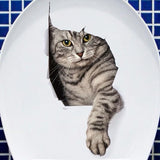 Sticker Toilette<br> Patte Chat Gris Tigré 3D