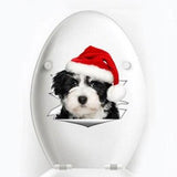 Sticker Toilette<br> Chien Noël 3D