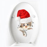 Sticker Toilette<br> Chaton Marron Noël 3D