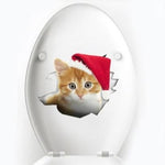 Sticker Toilette<br> Chaton Roux Noël 3D