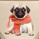 Sticker Toilette<br> Abattant WC Chien Pug Foulard