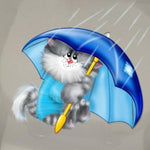 Sticker Toilette<br> Abattant WC Chaton Parapluie