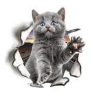 Sticker Toilette<br> Chat Gris 3D