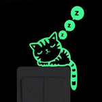 Sticker Toilette<br> Sleepy Cat Interrupteur Phosphorescent