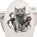 Sticker Toilette<br> Chat Gris 3D