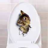 Sticker Toilette<br> Tête de Chat en Biais 3D