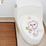 Stickers Toilette<br> Chaton Fleur