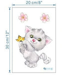 Stickers Toilette<br> Chaton Fleur